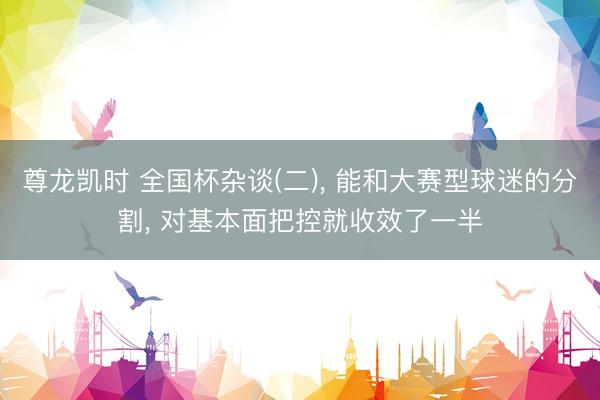 尊龙凯时 全国杯杂谈(二), 能和大赛型球迷的分割, 对基本面把控就收效了一半