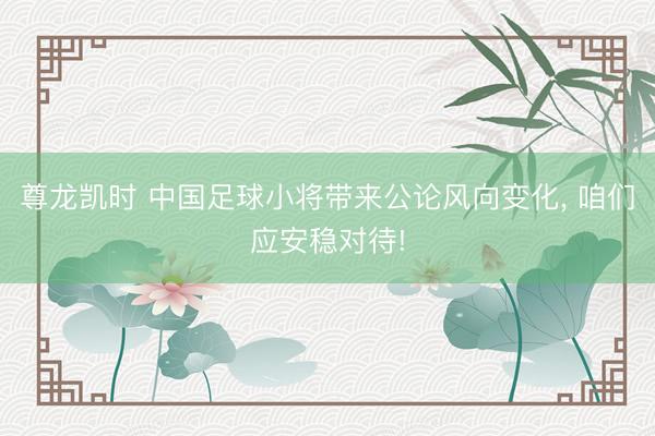 尊龙凯时 中国足球小将带来公论风向变化, 咱们应安稳对待!
