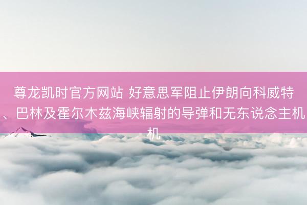 尊龙凯时官方网站 好意思军阻止伊朗向科威特、巴林及霍尔木兹海峡辐射的导弹和无东说念主机
