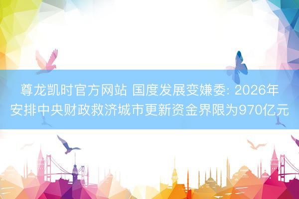 尊龙凯时官方网站 国度发展变嫌委: 2026年安排中央财政救济城市更新资金界限为970亿元