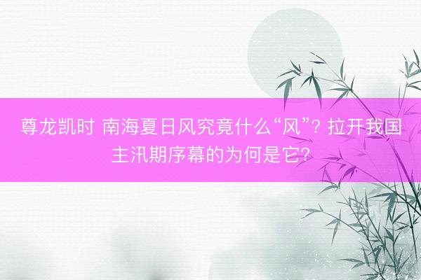 尊龙凯时 南海夏日风究竟什么“风”? 拉开我国主汛期序幕的为何是它?