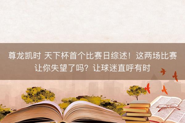 尊龙凯时 天下杯首个比赛日综述！这两场比赛让你失望了吗？让球迷直呼有时