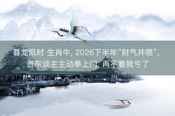 尊龙凯时 生肖牛, 2026下半年“财气井喷”, 贵东谈主主动奉上门, 再不看就亏了