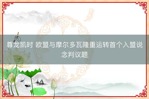 尊龙凯时 欧盟与摩尔多瓦隆重运转首个入盟说念判议题