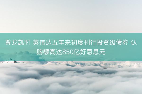 尊龙凯时 英伟达五年来初度刊行投资级债券 认购额高达850亿好意思元