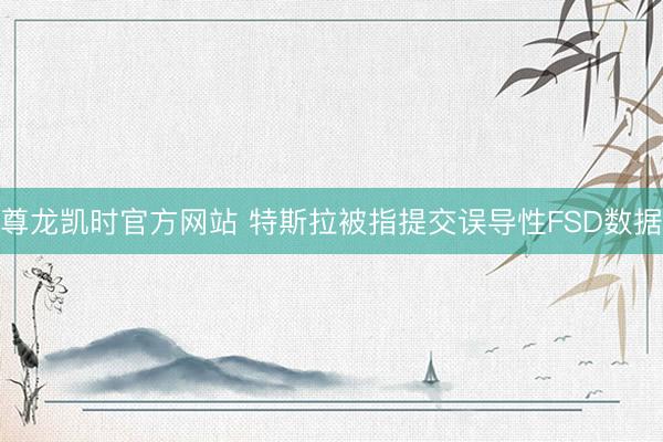 尊龙凯时官方网站 特斯拉被指提交误导性FSD数据