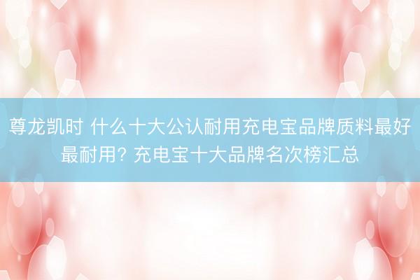 尊龙凯时 什么十大公认耐用充电宝品牌质料最好最耐用? 充电宝十大品牌名次榜汇总